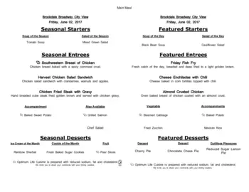 Dining menu of Brookdale Broadway Cityview, Assisted Living, Nursing Home, Independent Living, CCRC, Ft. Worth, TX 20