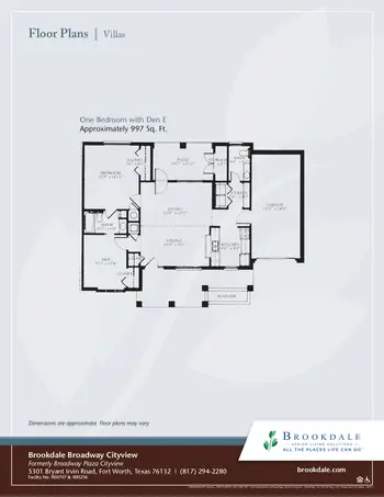 Floorplan of Brookdale Broadway Cityview, Assisted Living, Nursing Home, Independent Living, CCRC, Ft. Worth, TX 3