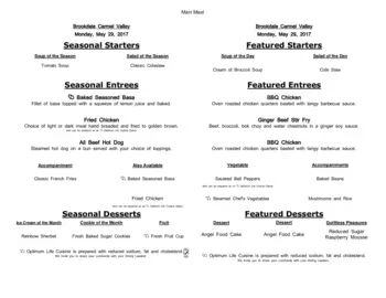 Dining menu of Brookdale Carmel Valley, Assisted Living, Nursing Home, Independent Living, CCRC, San Diego, CA 16