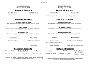 Dining menu of Brookdale Carmel Valley, Assisted Living, Nursing Home, Independent Living, CCRC, San Diego, CA 19