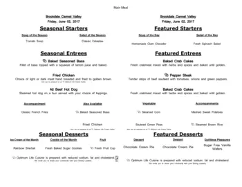 Dining menu of Brookdale Carmel Valley, Assisted Living, Nursing Home, Independent Living, CCRC, San Diego, CA 20