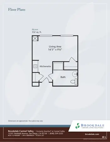 Floorplan of Brookdale Carmel Valley, Assisted Living, Nursing Home, Independent Living, CCRC, San Diego, CA 1