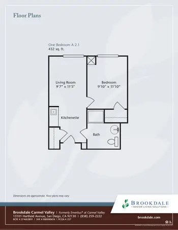 Floorplan of Brookdale Carmel Valley, Assisted Living, Nursing Home, Independent Living, CCRC, San Diego, CA 3