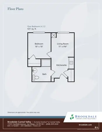 Floorplan of Brookdale Carmel Valley, Assisted Living, Nursing Home, Independent Living, CCRC, San Diego, CA 4