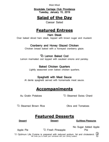 Dining menu of Brookdale Carriage Club Providence, Assisted Living, Nursing Home, Independent Living, CCRC, Charlotte, NC 10