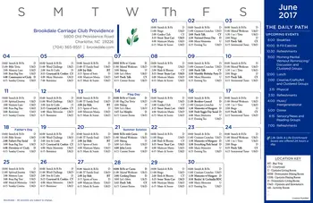 Activity Calendar of Brookdale Carriage Club Providence, Assisted Living, Nursing Home, Independent Living, CCRC, Charlotte, NC 5