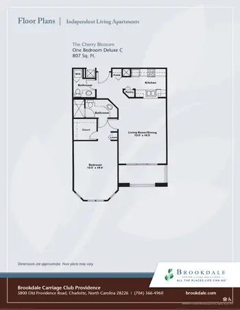Floorplan of Brookdale Carriage Club Providence, Assisted Living, Nursing Home, Independent Living, CCRC, Charlotte, NC 2