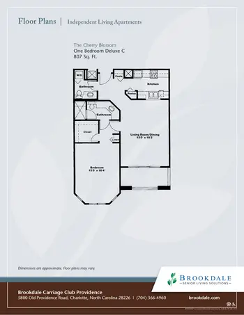 Floorplan of Brookdale Carriage Club Providence, Assisted Living, Nursing Home, Independent Living, CCRC, Charlotte, NC 10
