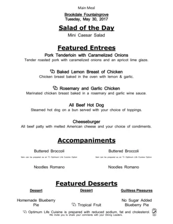 Dining menu of Arbol Residences of Santa Rosa, Assisted Living, Nursing Home, Independent Living, CCRC, Santa Rosa, CA 3