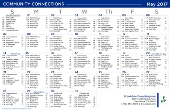 Activity Calendar of Arbol Residences of Santa Rosa, Assisted Living, Nursing Home, Independent Living, CCRC, Santa Rosa, CA 1