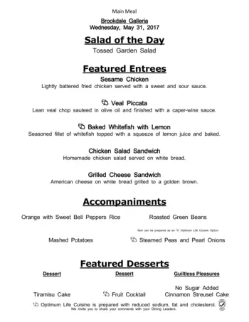 Dining menu of Brookdale Galleria, Assisted Living, Nursing Home, Independent Living, CCRC, Houston, TX 4