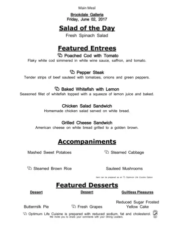 Dining menu of Brookdale Galleria, Assisted Living, Nursing Home, Independent Living, CCRC, Houston, TX 6