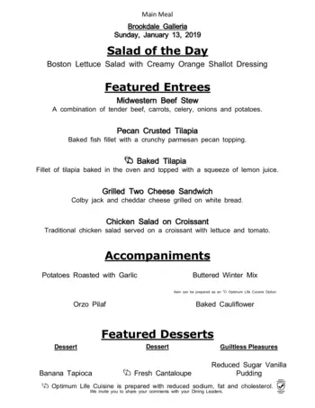 Dining menu of Brookdale Galleria, Assisted Living, Nursing Home, Independent Living, CCRC, Houston, TX 8