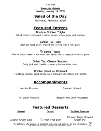 Dining menu of Brookdale Galleria, Assisted Living, Nursing Home, Independent Living, CCRC, Houston, TX 9
