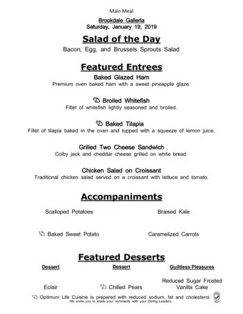 Dining menu of Brookdale Galleria, Assisted Living, Nursing Home, Independent Living, CCRC, Houston, TX 14