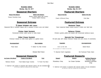 Dining menu of Brookdale Galleria, Assisted Living, Nursing Home, Independent Living, CCRC, Houston, TX 16