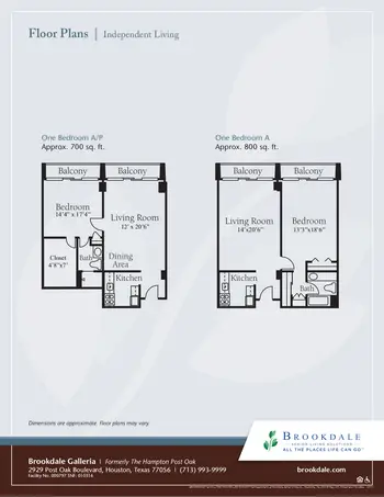 Floorplan of Brookdale Galleria, Assisted Living, Nursing Home, Independent Living, CCRC, Houston, TX 1