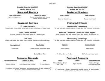 Dining menu of Brookdale Greenville, Assisted Living, Nursing Home, Independent Living, CCRC, Greenville, SC 16