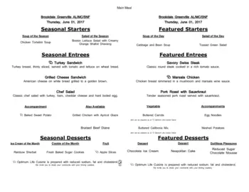 Dining menu of Brookdale Greenville, Assisted Living, Nursing Home, Independent Living, CCRC, Greenville, SC 19