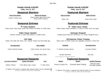 Dining menu of Brookdale Greenville, Assisted Living, Nursing Home, Independent Living, CCRC, Greenville, SC 20