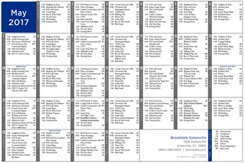 Activity Calendar of Brookdale Greenville, Assisted Living, Nursing Home, Independent Living, CCRC, Greenville, SC 1