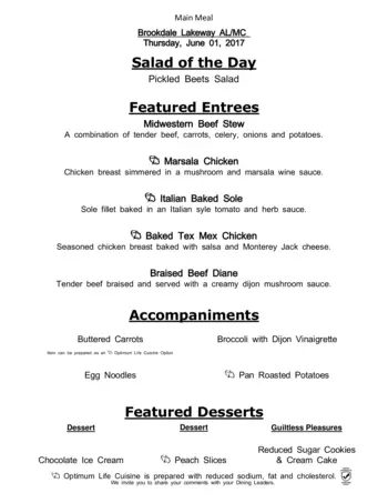 Dining menu of Brookdale Lakeway, Assisted Living, Nursing Home, Independent Living, CCRC, Lakeway, TX 5