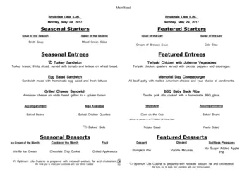 Dining menu of Brookdale Lisle, Assisted Living, Nursing Home, Independent Living, CCRC, Lisle, IL 16