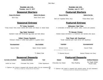 Dining menu of Brookdale Lisle, Assisted Living, Nursing Home, Independent Living, CCRC, Lisle, IL 19
