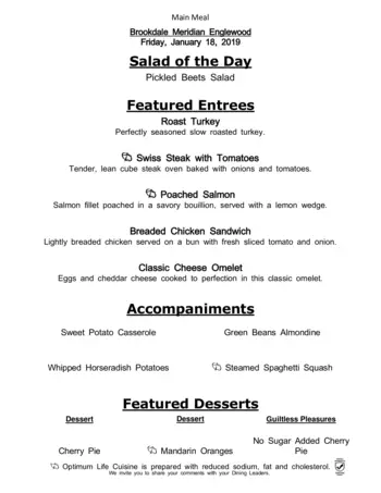 Dining menu of Brookdale Meridian Englewood, Assisted Living, Nursing Home, Independent Living, CCRC, Englewood, CO 6