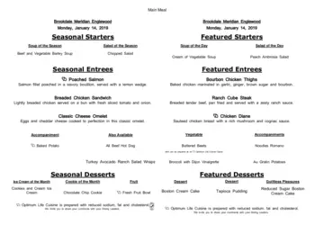 Dining menu of Brookdale Meridian Englewood, Assisted Living, Nursing Home, Independent Living, CCRC, Englewood, CO 9