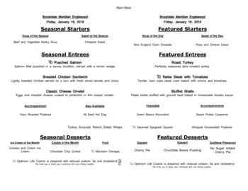Dining menu of Brookdale Meridian Englewood, Assisted Living, Nursing Home, Independent Living, CCRC, Englewood, CO 13