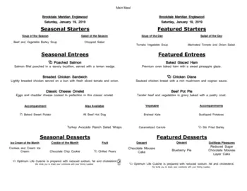 Dining menu of Brookdale Meridian Englewood, Assisted Living, Nursing Home, Independent Living, CCRC, Englewood, CO 14