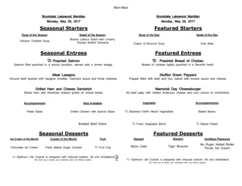 Dining menu of Brookdale Meridian Lakewood, Assisted Living, Nursing Home, Independent Living, CCRC, Lakewood, CO 16