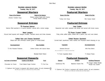 Dining menu of Brookdale Meridian Lakewood, Assisted Living, Nursing Home, Independent Living, CCRC, Lakewood, CO 17