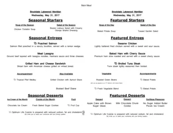 Dining menu of Brookdale Meridian Lakewood, Assisted Living, Nursing Home, Independent Living, CCRC, Lakewood, CO 18