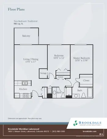 Floorplan of Brookdale Meridian Lakewood, Assisted Living, Nursing Home, Independent Living, CCRC, Lakewood, CO 2