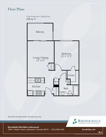 Floorplan of Brookdale Meridian Lakewood, Assisted Living, Nursing Home, Independent Living, CCRC, Lakewood, CO 3