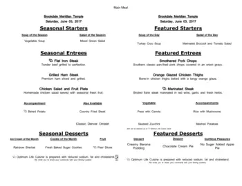 Dining menu of Meridian of Temple, Assisted Living, Nursing Home, Independent Living, CCRC, Temple, TX 14