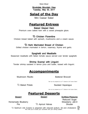 Dining menu of The Courtyards at Mountain View, Assisted Living, Nursing Home, Independent Living, CCRC, Denver, CO 3
