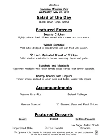 Dining menu of The Courtyards at Mountain View, Assisted Living, Nursing Home, Independent Living, CCRC, Denver, CO 4