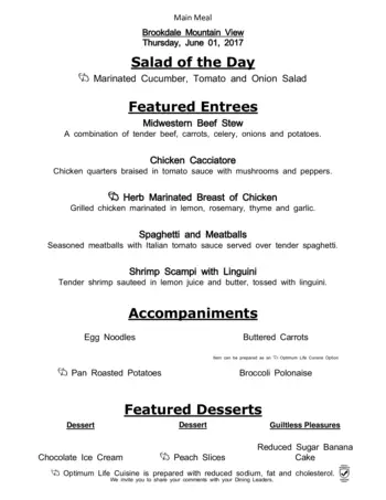 Dining menu of The Courtyards at Mountain View, Assisted Living, Nursing Home, Independent Living, CCRC, Denver, CO 5