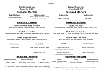 Dining menu of The Courtyards at Mountain View, Assisted Living, Nursing Home, Independent Living, CCRC, Denver, CO 15