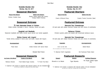 Dining menu of The Courtyards at Mountain View, Assisted Living, Nursing Home, Independent Living, CCRC, Denver, CO 16