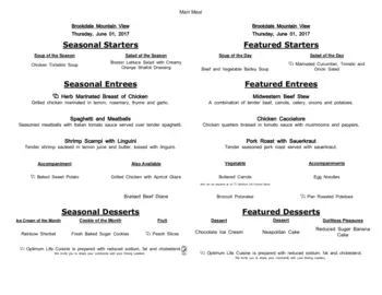 Dining menu of The Courtyards at Mountain View, Assisted Living, Nursing Home, Independent Living, CCRC, Denver, CO 19