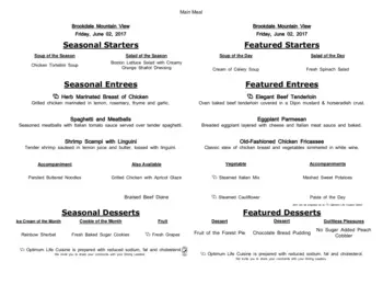 Dining menu of The Courtyards at Mountain View, Assisted Living, Nursing Home, Independent Living, CCRC, Denver, CO 20