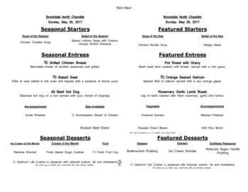 Dining menu of North Chandler Place, Assisted Living, Nursing Home, Independent Living, CCRC, Chandler, AZ 15