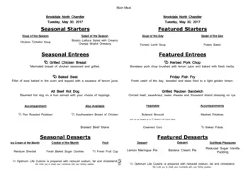 Dining menu of North Chandler Place, Assisted Living, Nursing Home, Independent Living, CCRC, Chandler, AZ 17