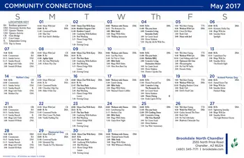 Activity Calendar of North Chandler Place, Assisted Living, Nursing Home, Independent Living, CCRC, Chandler, AZ 1