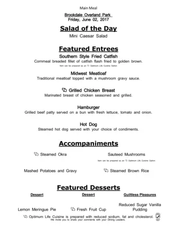 Dining menu of Brookdale Overland Park, Assisted Living, Nursing Home, Independent Living, CCRC, Overland Park, KS 6