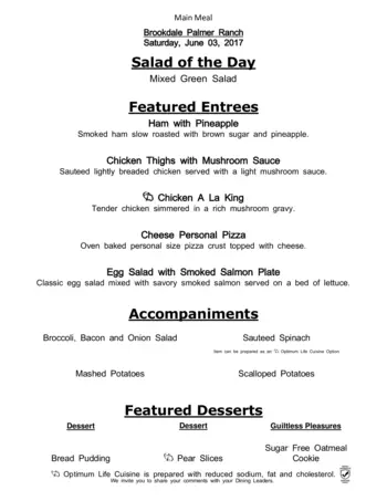 Dining menu of Brookdale Palmer Ranch, Assisted Living, Nursing Home, Independent Living, CCRC, Sarasota, FL 7